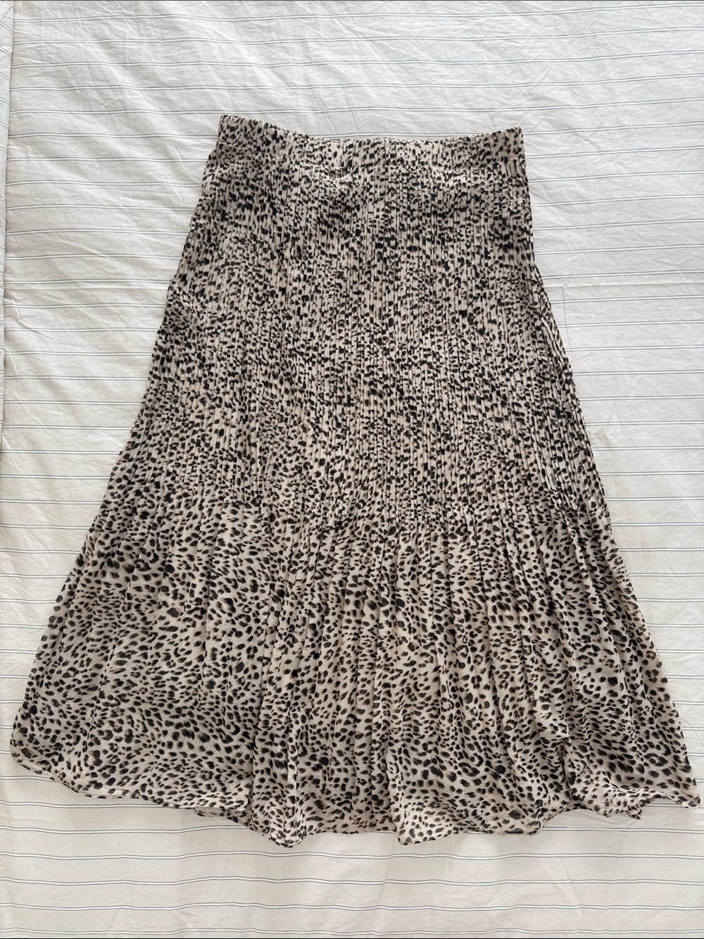 Pleated Animal Print Midi Skirt